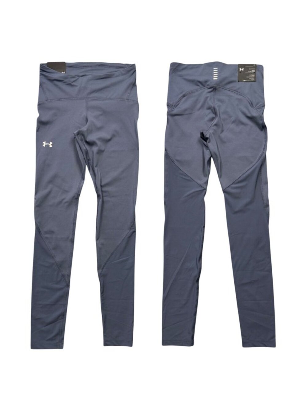 Under Armour Fly Fast 2.0 Leggings Compression Drawstring Blue Gray Womens M NEW